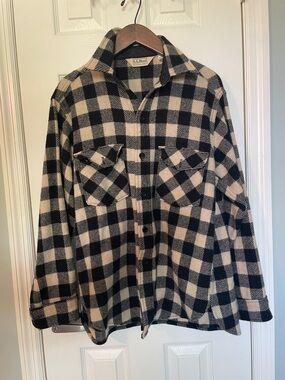 Vintage L.L.Bean Black & Cream Buffalo Plaid Button-Up shirt
